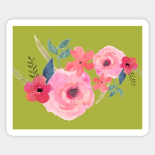 PINK FLOWERS WITH FOLIAGE Magnet